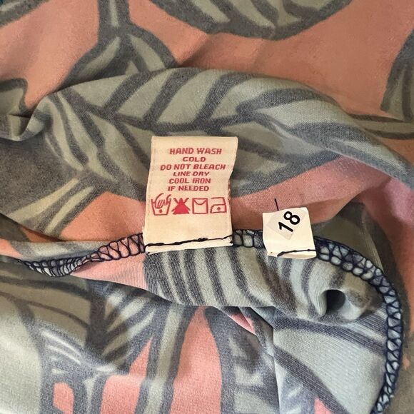 Ivy Lane Tropical Blue & Pink Shift Dress L Metal RIngs Keyhole Short Sleeve - Picture 8 of 8